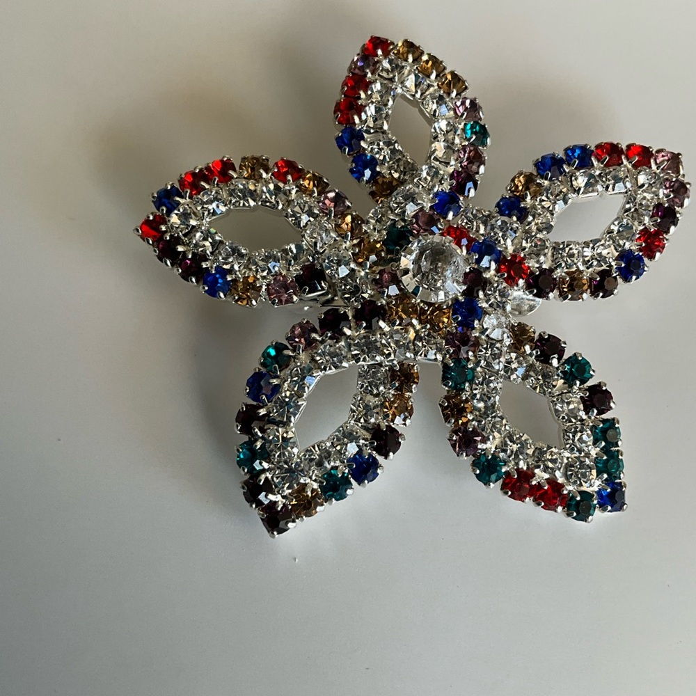 Flower Crystal Pin Brooch Multiple Colors